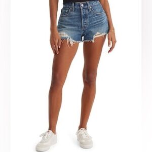 Levi's® 501 Original High Rise Distressed Hem Cut Off Shorts